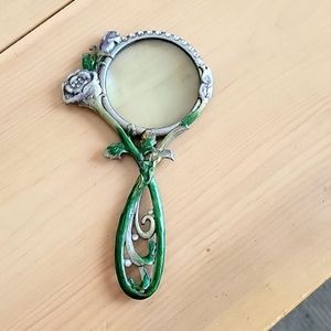 Vintage Enamel and Rhinestones Hand-held Magnifying Glass